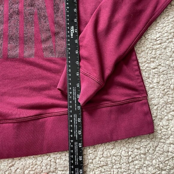 Nike Dri-Fit Sweatshirt Women Small Maroon Oversize Glitter Logo Slit Drawstring - Picture 10 of 11